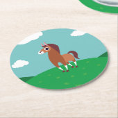 Zora das Pferd Runder Pappuntersetzer (Angewinkelt)