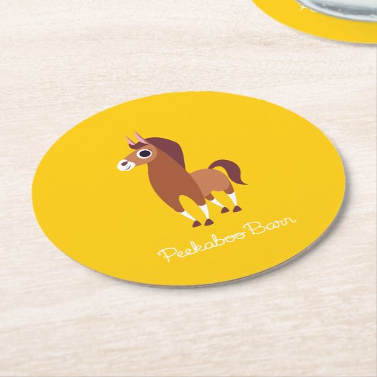 Zora das Pferd Runder Pappuntersetzer (Angewinkelt)