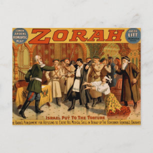 Zorah, 'Israel hat gefoltert' Retro-Theater Postkarte