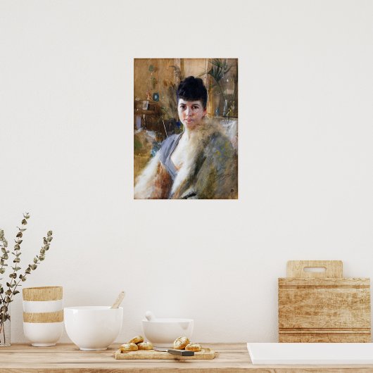 Zorn - Dame mit Pelzkapsel 1887 Poster (Küche)