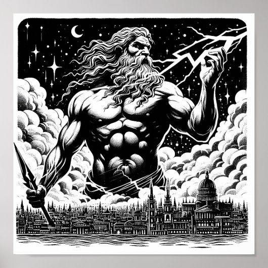 Zorn der Zeus-Tinte Illustration griechische Mytho Poster (Vorne)