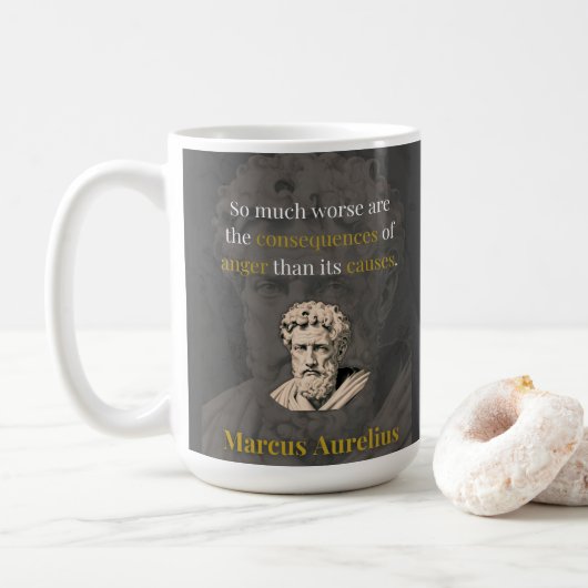 Zorn schadet dir am meisten: Marcus Aurelius über Kaffeetasse (Mit Donut)