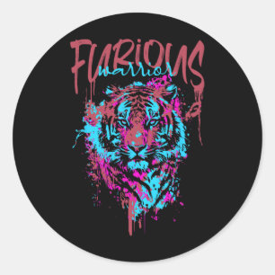 Zornkranke-Zellenburgund Tiger-Ribbon Runder Aufkleber