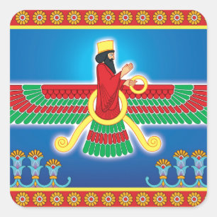 Zoroastrian-Perser Faravahar Quadratischer Aufkleber