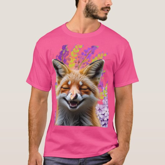 Zorro tierno entre flores T-Shirt (Vorderseite)