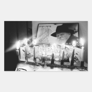 Zos Chanukah. Lubavitcher Rebbe. Chabad Hanukkah Rechteckiger Aufkleber