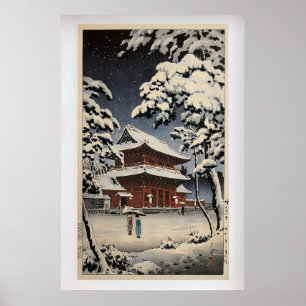 Zozoji-Tempel im Schnee von Tsuchiya Koitsu Vinta Poster