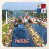 zPA014 PANAMA, CANAL LOCKS, Amerika, Rechteckiger Pappuntersetzer (Vorderseite)