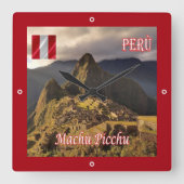 zPE025 MACHU PICCHU, Cozco, Peru, Quadratische Wanduhr (Vorderseite)