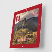 zPE025 MACHU PICCHU, Cozco, Peru, Quadratische Wanduhr (Winkel)