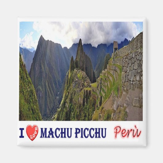 zPE027 MACHU PICCHU I Liebe, Mosaik, Peru, Kühlsch Magnet (Vorne)