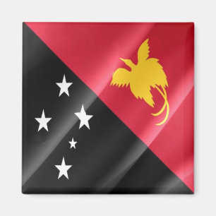 zPG002 WAVING FLAG PAPUA NEUE GUINEA, Kühlschrank Magnet