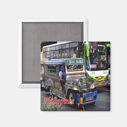 zPH010 JEEPNEY und BUS, Philippinen, Asien, Kühlsc Magnet (Vorderseite/Rückseite)
