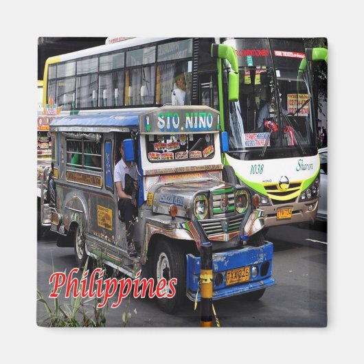 zPH010 JEEPNEY und BUS, Philippinen, Asien, Kühlsc Magnet (Vorne)