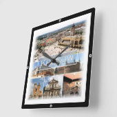 zPL004 KRAKOW, Polen, Europa, Quadratische Wanduhr (Winkel)