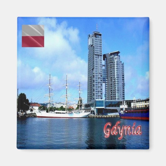 zPL017 GDYNIA panorama, Polen, Europa, Kühlschrank Magnet (Vorne)