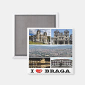 zPT023 BRAGA "I Liebe", Portugal, Europa, Kühlschr Magnet (Vorderseite/Rückseite)