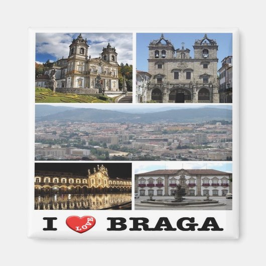 zPT023 BRAGA "I Liebe", Portugal, Europa, Kühlschr Magnet (Vorne)