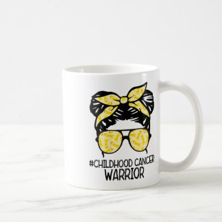 Zqxj Messy Bun Yellow Ribbon Childhood Cancer Warr Kaffeetasse