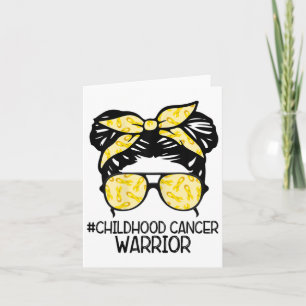 Zqxj Messy Bun Yellow Ribbon Childhood Cancer Warr Karte