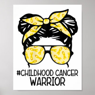 Zqxj Messy Bun Yellow Ribbon Childhood Cancer Warr Poster