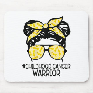 Zqxj unordentlicher Bun gelbes Band Kinderkrebs Kr Mousepad