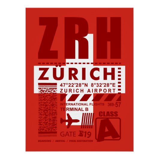 ZRH Flughafen Zürich Poster (Vorderseite)