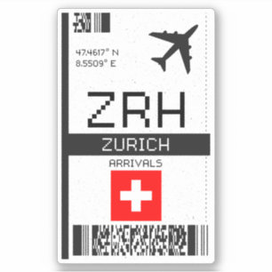 ZRH Zürich Boarding Pass - Schweiz Reisen Aufkleber