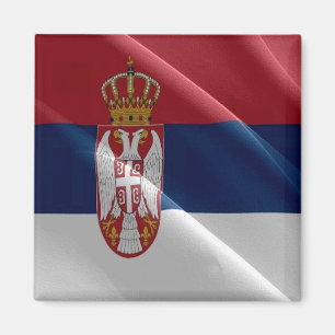 zRS002 SERBIAN schwenkende FLAG SERBIA, Europa, Kü Magnet