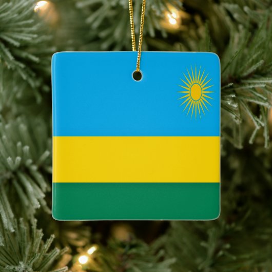 zRW001 RWANDA Flag, Afrika, Keramikornament (Baum)