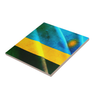 zRW002 RWANDA, Waving Flag, Afrika, Fliese