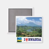 zRW007 RWANDA, I Liebe, Virunga Mountains, Kühlsch Magnet (Vorderseite/Rückseite)