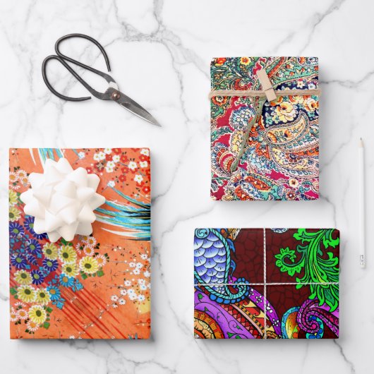 Zsa Zsa Paisley, Mah Jongg und Melange Geschenkpapier Set (Vorderseite)