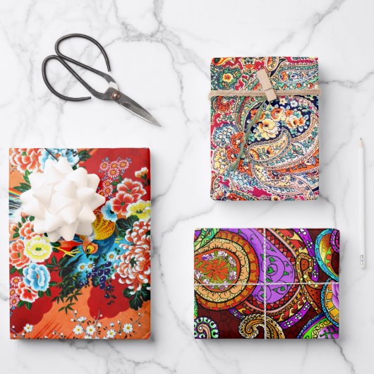 Zsa Zsa Paisley, Mah Jongg und Melange Geschenkpapier Set (Vorderseite)