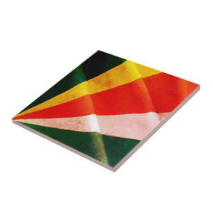 zSC002 SEYCHELLES, Waving Flag, Afrika, Fliese