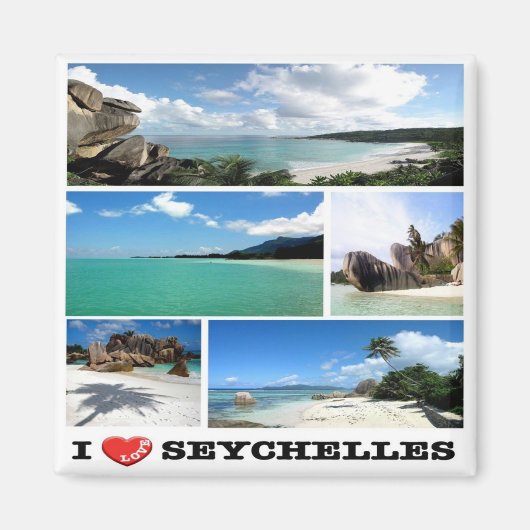 zSC013 SEYCHELLES I Liebe, Mosaik, Afrika, Kühlsch Magnet (Vorne)