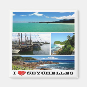 zSC021 SEYCHELLES, I Liebe, Mahé, Mosaik, Kühlschr Magnet