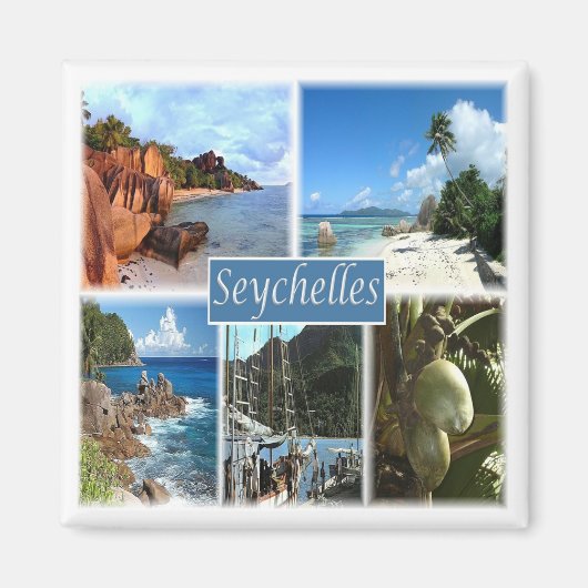zSC026 SEYCHELLES, Mosaik, Afrika, Kühlschrank Magnet (Vorne)