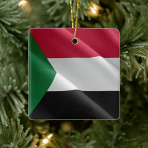 zSD002 SUDAN, Waving Flag, Afrika, Keramikornament