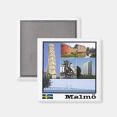 zSE011 MALMÖ, Schweden, Europa, Kühlschrank Magnet (Vorderseite/Rückseite)