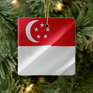 zSG002 schwingende singapurische FLAG Singapur, Keramikornament