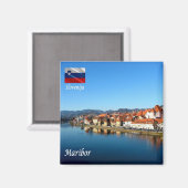 zSI013 DRAVA IN MARIBOR, Slowenien, Europa, Kühlsc Magnet (Vorderseite/Rückseite)
