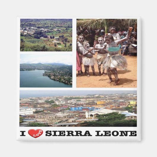 zSL006 SIERRA LEONE, I Liebe, Mosaik, Afrika, Kühl Magnet (Vorne)