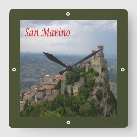 zSM007 MONTE TITANO Panorama, San Marino, Quadratische Wanduhr (Vorderseite)