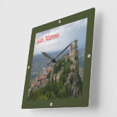 zSM007 MONTE TITANO Panorama, San Marino, Quadratische Wanduhr (Winkel)