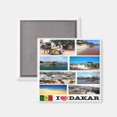 zSN013 DAKAR I Liebe, Mosaik, Senegal, Kühlschrank Magnet (Vorderseite/Rückseite)