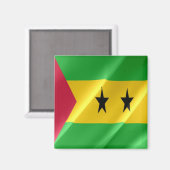 zST002 SAO TOME' and PRINCIPE, Waving Flag, Kühlsc Magnet (Vorderseite/Rückseite)