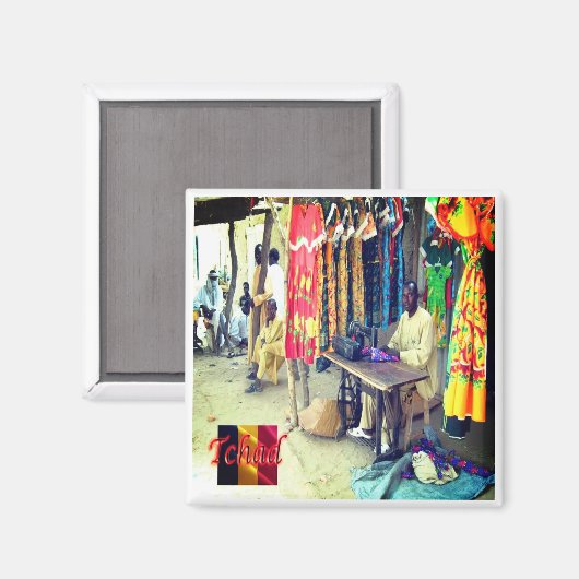 zTD003 CHAD, Markt im Tschad, Afrika, Kühlschrank Magnet (Vorderseite/Rückseite)