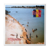 zTD005 N'DJAMENA, Küstenstrand Chari, Fliese (Vorderseite)