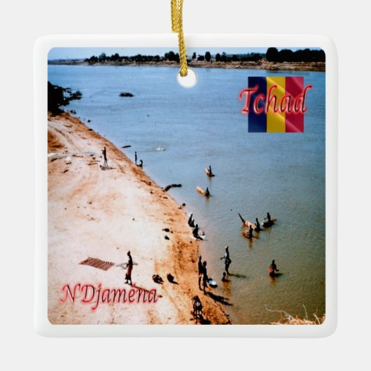 zTD005 N'DJAMENA, Küstenstrand Chari, Keramikornament (Vorderseite)